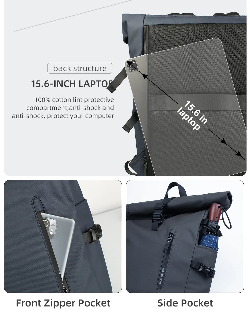 HK Large 15.6 Inch Laptop Backpack Men Anti-Theft Travel Backpack for Business University Bicycle School Backpack With USB Port