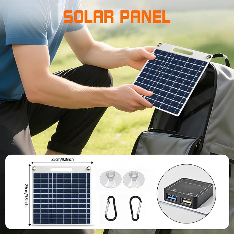7W Solar Battery Charger Portable double USB-A Solar Panel Emergency Solar Battery Charger for Camping Hiking Doorbell Securit