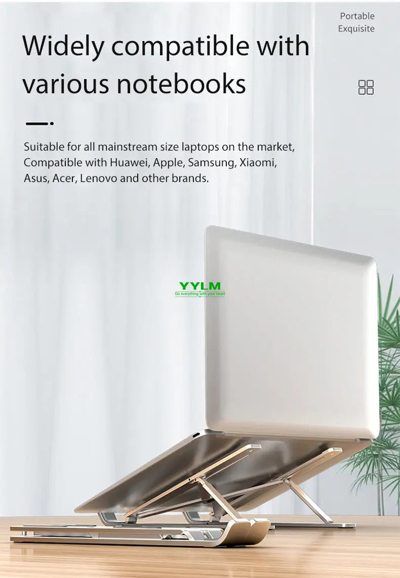 YYLM N3 Desktop Portable Aluminum Alloy Laptop Stand Foldable Heightened For iPad Bracket Notebook Metal Cooling Base In Stock