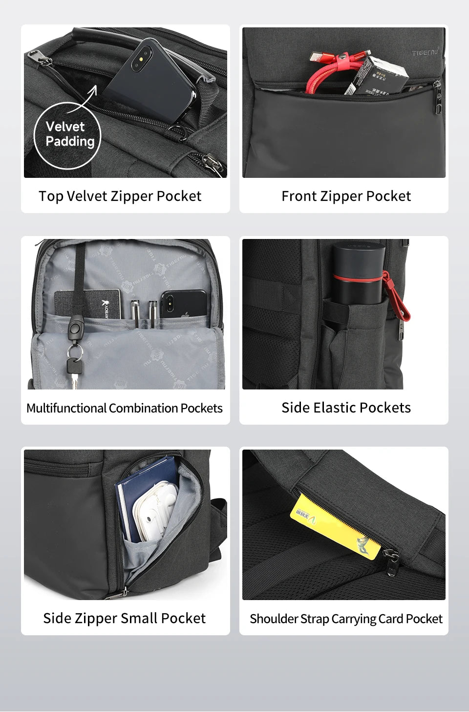 Tigernu Men Expandable Backpack 15.6-19inch Laptop Backpack For Men RFID Anti Theft Bag Travel Bag Schoolbag Cabin Bags Knapsack