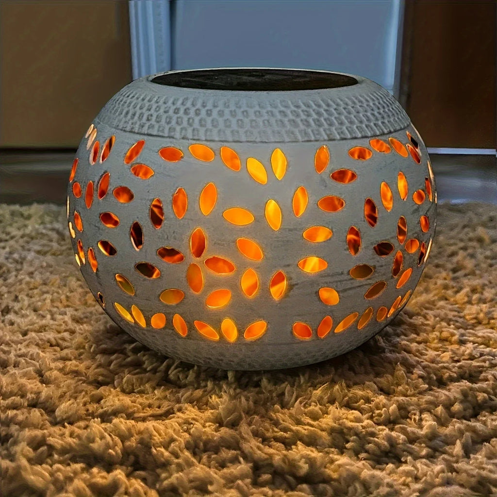 Solar Table Light Outdoor Solar Powered LED Lamp Hollowed-Out Metal Desktop Decorative Lantern Patio Garden light Desktop Light