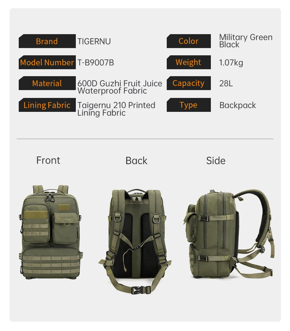 Tigernu Tactical Backpack Men Camping Trekking Fishing Bag Waterproof Rucksacks Travel Hunting Backpacks Outdoor Bags Knapsacks
