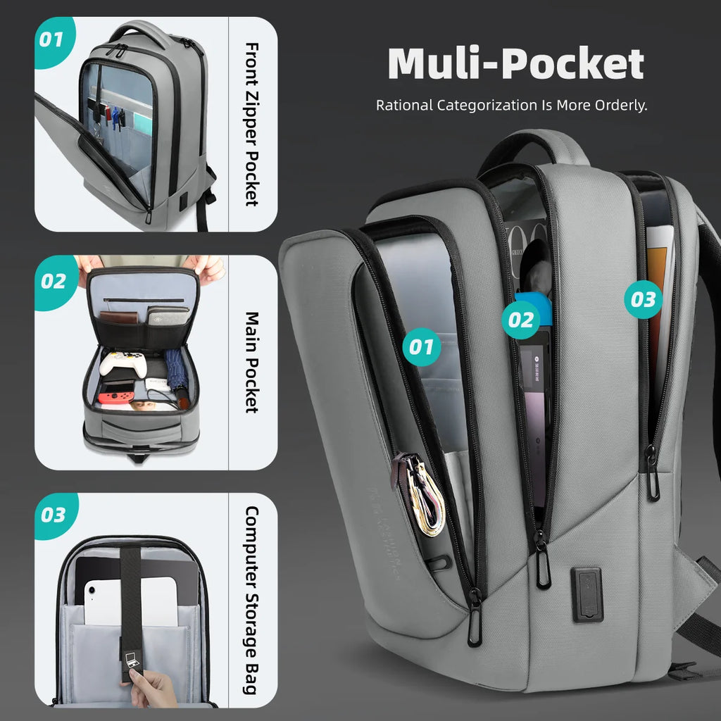 HK Large Commute Backpack Durable Casual Daypack Business Backpack Men Male Waterproof 15.6 Inch Laptop Bag Daily College Travel
