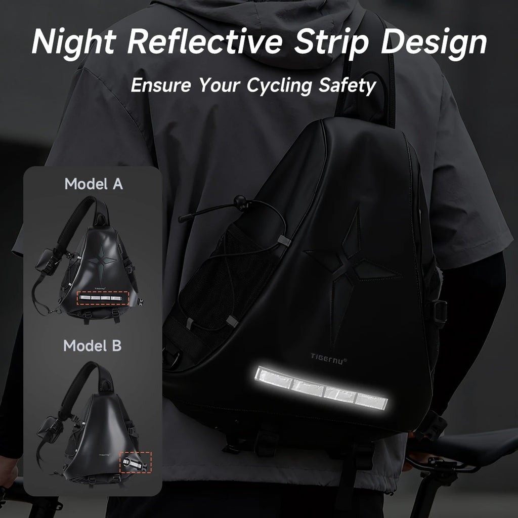 Tigernu Fashion Chest Bags For Men Outdoor Sports Shoulder Bags Male Reflective Strip Crossbody Sling Bags Hiking Biking Travel