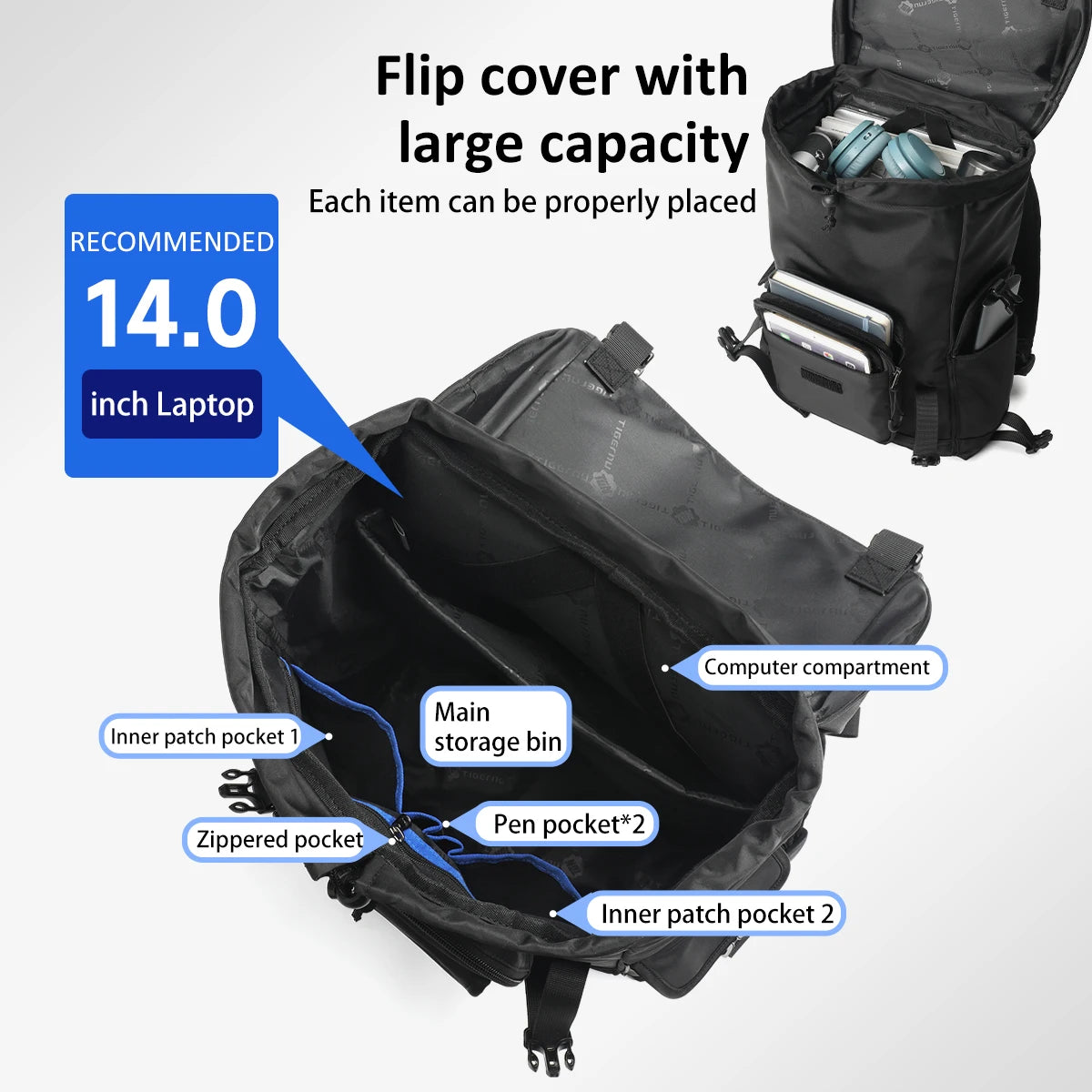 Tigernu Casual Backpack Men's Travel Backpack Bags For Laptop 15.6‘’ Fashion School Backpack Male Commuting Backpack Schoolbag