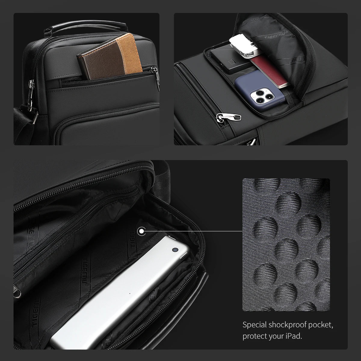 Tigernu Messenger Bags For Men Fashion Crossbody Bags 9.7inch Ipad Bag MIni Pack Men Business Bag Shoulder Bags Male Handbags