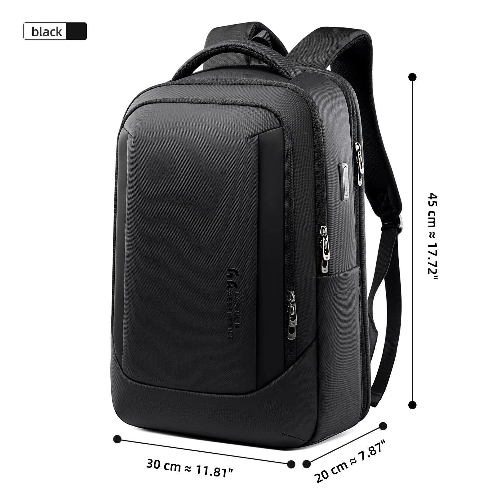 HK Business Backpack with USB Port 17 inch Laptop Bags for Men Waterproof Commute Daypack Large Capacity Travel Office Backpack