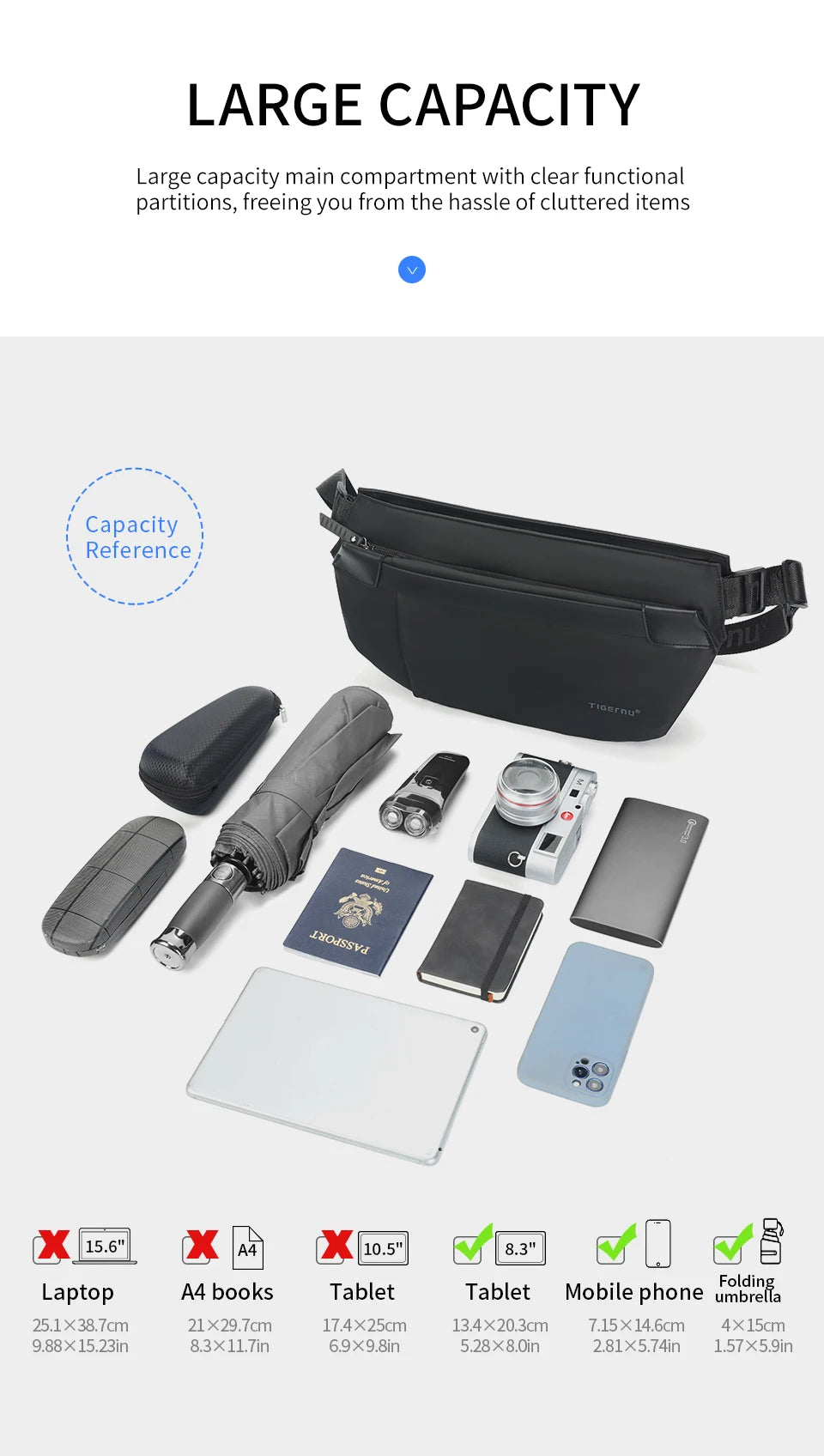 Tigernu Shoulder Bags Cross Bag Fashion Men's Bag Aesthetic Bags For Men Korean Shoulder Bag Male Chest Bag Lightweight Slingbag