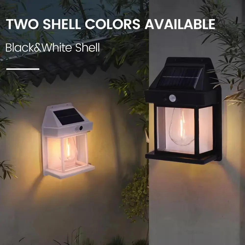 Solar Lights Outdoor Exterior Wall Lamp Retro Motion Sensor Atmosphere Lighting Solar Powered Desk Table Lamp for Home Decor