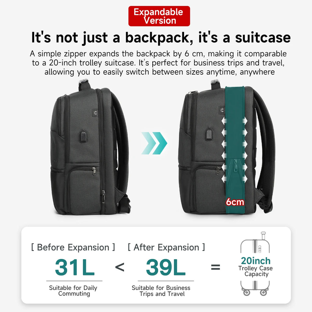 Tigernu Men Expandable Backpack 15.6-19inch Laptop Backpack For Men RFID Anti Theft Bag Travel Bag Schoolbag Cabin Bags Knapsack