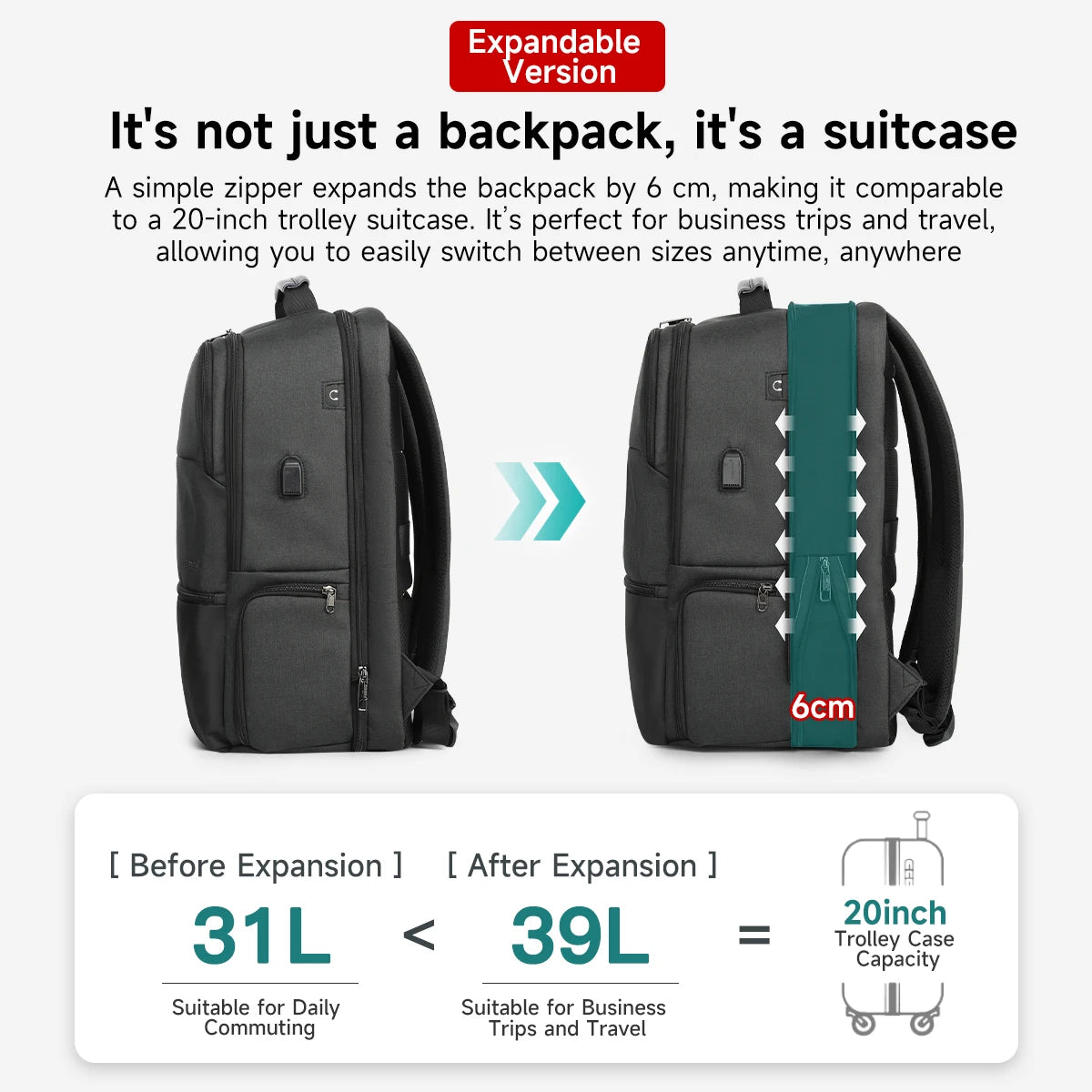 Tigernu Men Expandable Backpack 15.6-19inch Laptop Backpack For Men RFID Anti Theft Bag Travel Bag Schoolbag Cabin Bags Knapsack