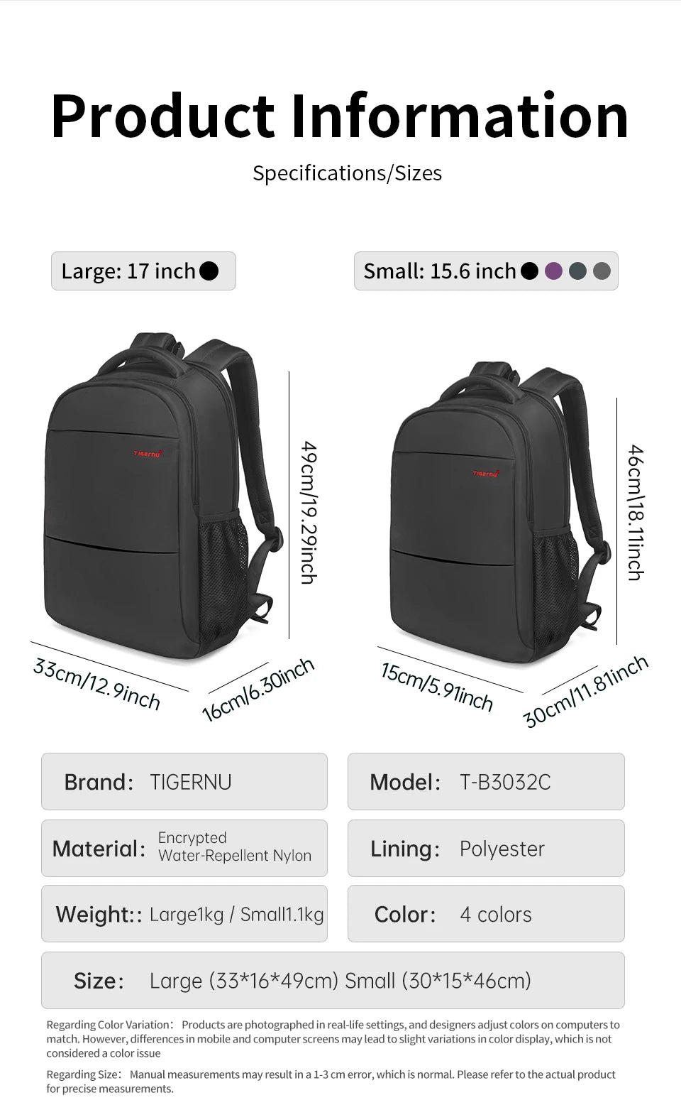 Tigernu Anti Theft Backpack For Women Large Capacity 15.6inch Laptop Backpack Bag Travel Bag Schoolbag For Women Girls