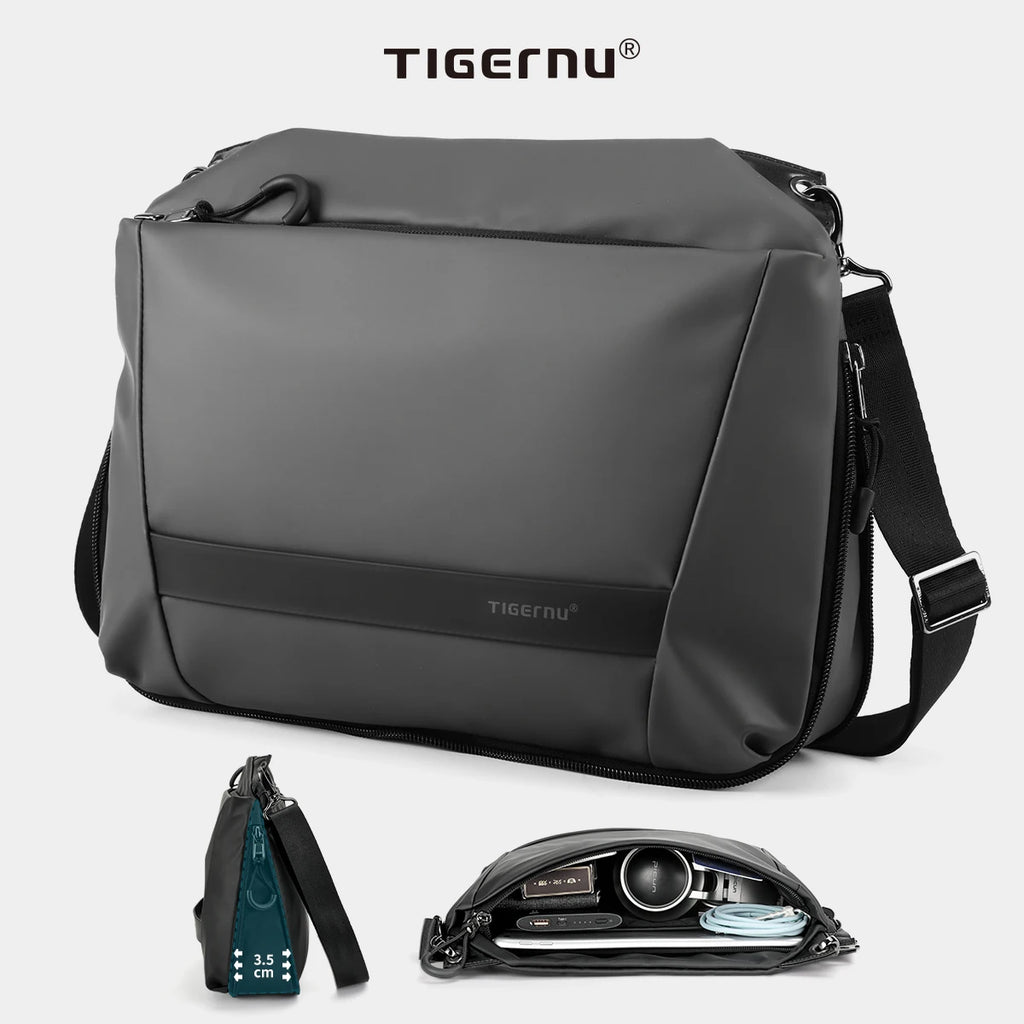 Tigernu Men Crossbody Bags 9inch Tablet Bag Shoulder Bags For Men Fashion Expandable Bags Handbag Sling Bags For College TPU Bag