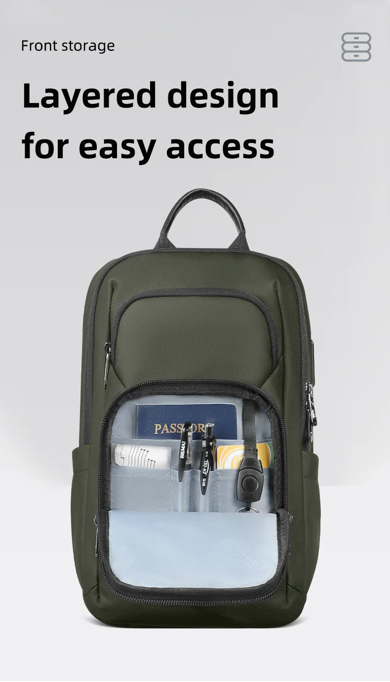 HK Lightweight Crossbody Bag for Men Waterproof Men's Shoulder Bag with USB Port Anti Theft Chest Sling Bags Commute Work Pouch