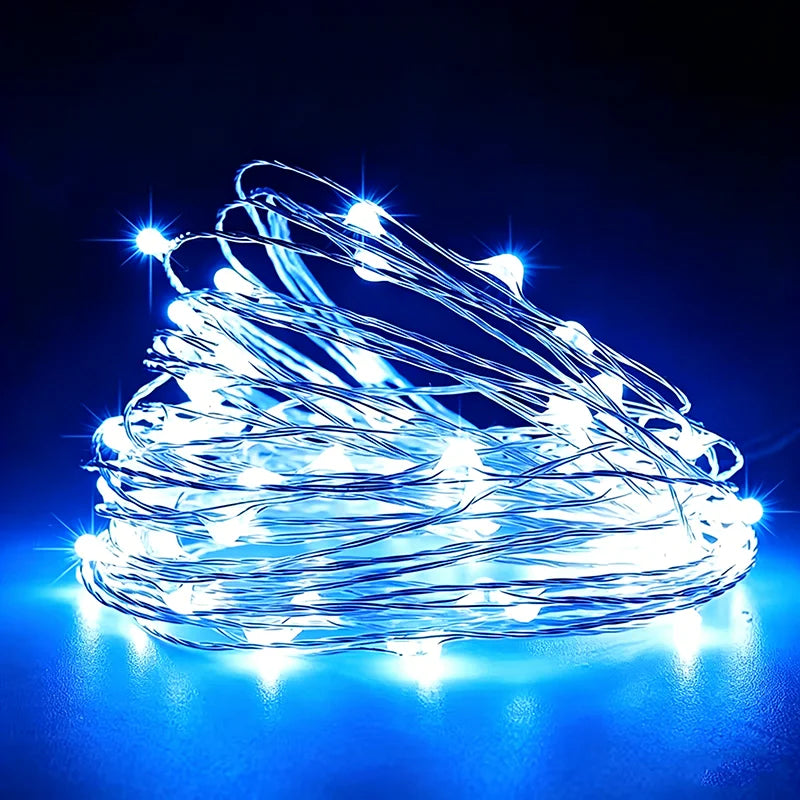 Solar String Lights Outdoor Waterproof 8 Modes LED Copper Wire Fairy Lights with Solar Panel for Garden Patio Yard Tree Decor