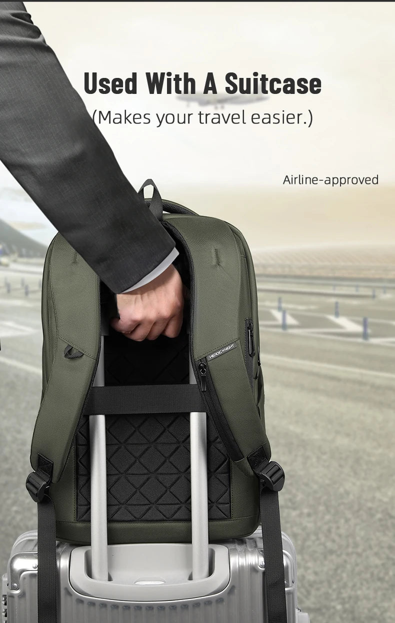 HK Casual Business Backpack for Men Travel Daypack Waterproof 17.3 Inch Laptop Bag for Work Office College Bag with USB Charging