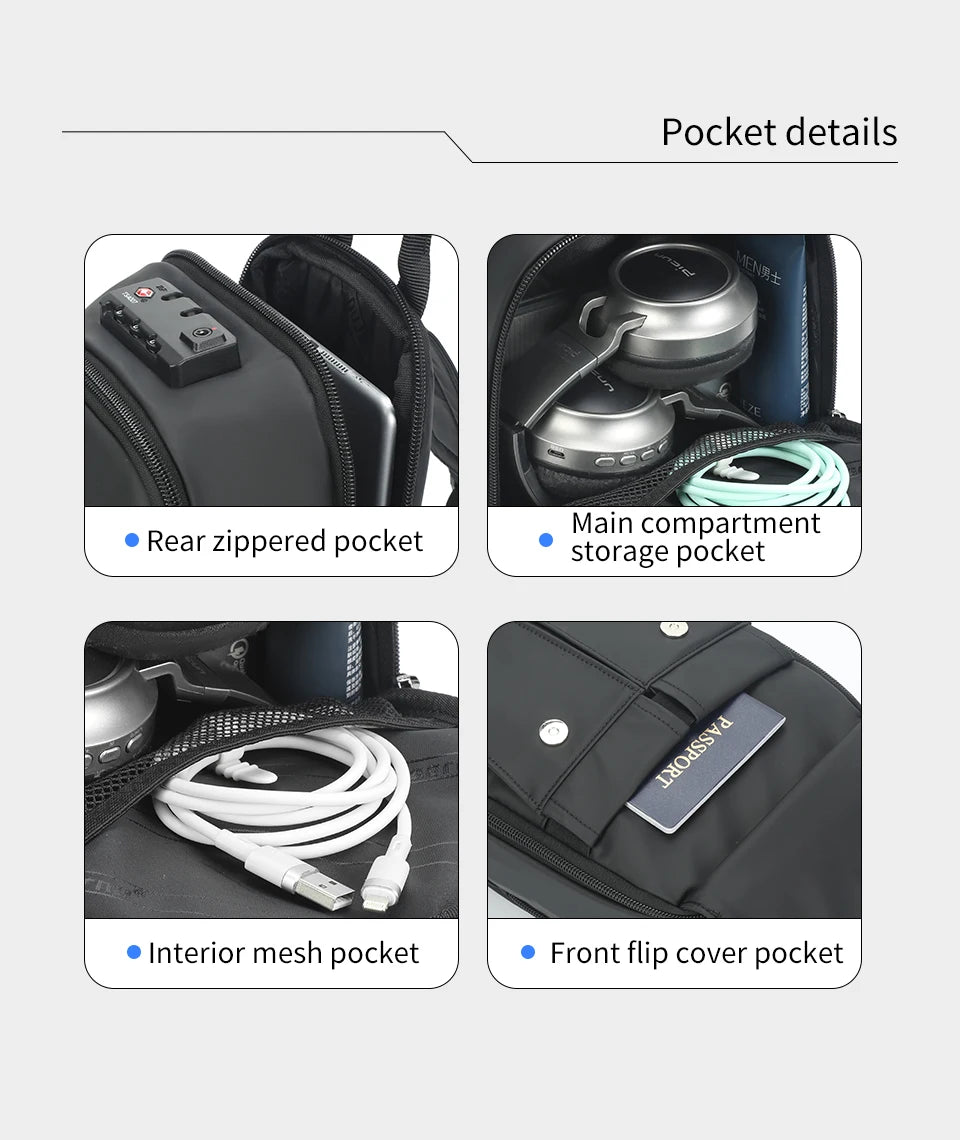 Tigernu Chest Bag Men 9.7inch IPad Pack Korean Style Shoulder Bag Waterproof Crossbody Bag Men's Anti-Theft Pack TSA