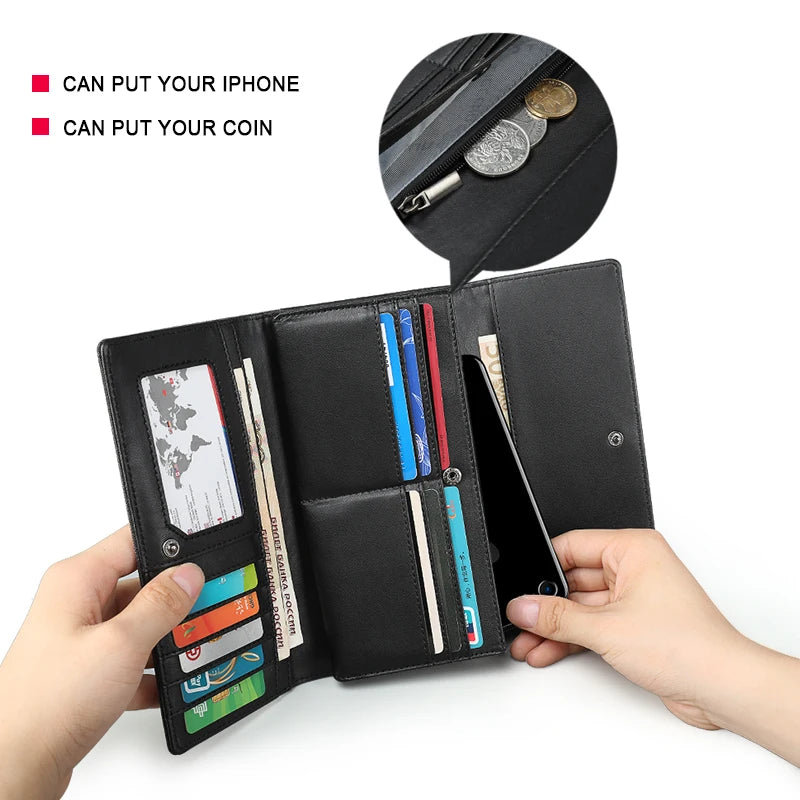 Tigernu Wallets Men Long Purses Male Handbags Coin Purse Cards Holder Oxford Billfold Wallet With Gift Box Money Clips Mens Bags