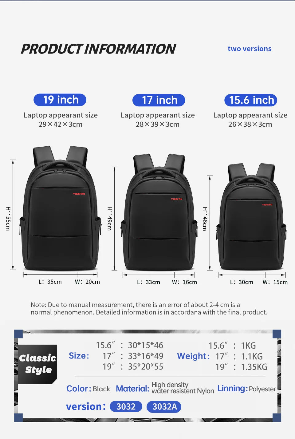Tigernu Anti-theft Backpacks Large Capacity Bag 15.6 17 19inch Laptop Backpack For Men Travel Backpack Women Bag Female Knapsack
