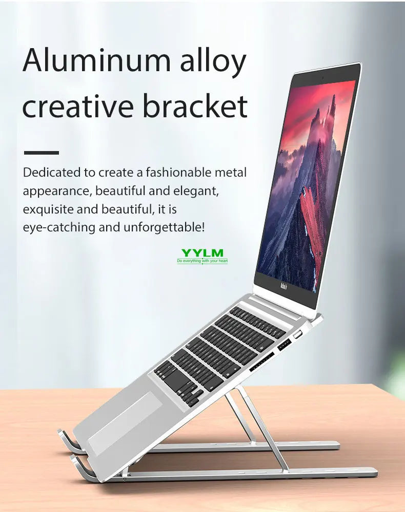 YYLM N3 Desktop Portable Aluminum Alloy Laptop Stand Foldable Heightened For iPad Bracket Notebook Metal Cooling Base In Stock