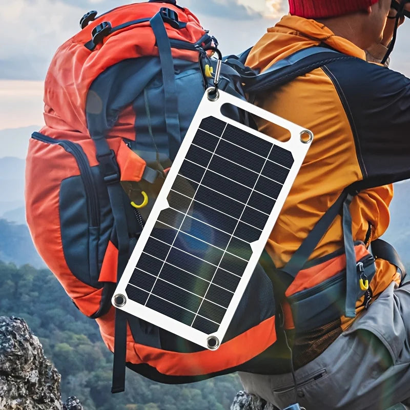 Solar panel, 10W/5W USB 5V portable solar charger, suitable for mobile phones, outdoor use, powered by solar energy