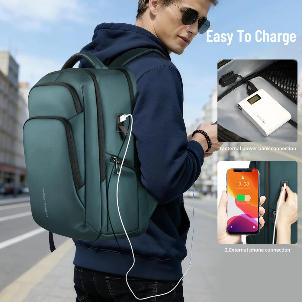 HK-Laptop Backpack Waterproof Embossed Oxford Fabric Large Capacity USB-Equipped Backpack for Commuting School and Business