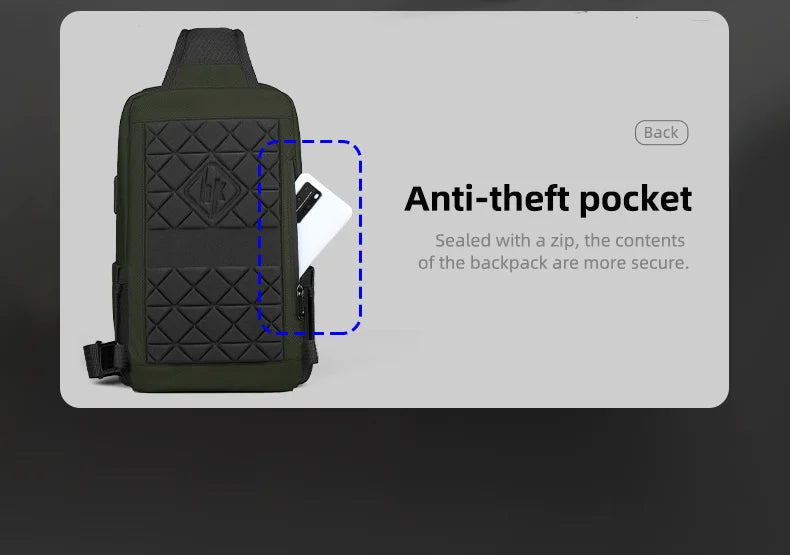 HK Lightweight Crossbody Bag for Men Waterproof Men's Shoulder Bag with USB Port Anti Theft Chest Sling Bags Commute Work Pouch