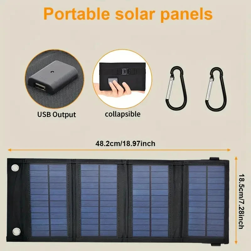 Portable USB Foldable Solar Panel, Folding Solar Panels For Travel, Mobile Phone Charging Bank Flashlight  Fan  Mobile Phone Ba
