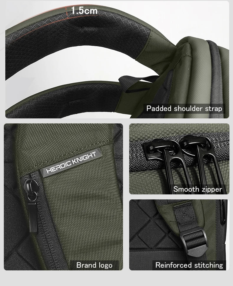HK Casual Business Backpack for Men Travel Daypack Waterproof 17.3 Inch Laptop Bag for Work Office College Bag with USB Charging