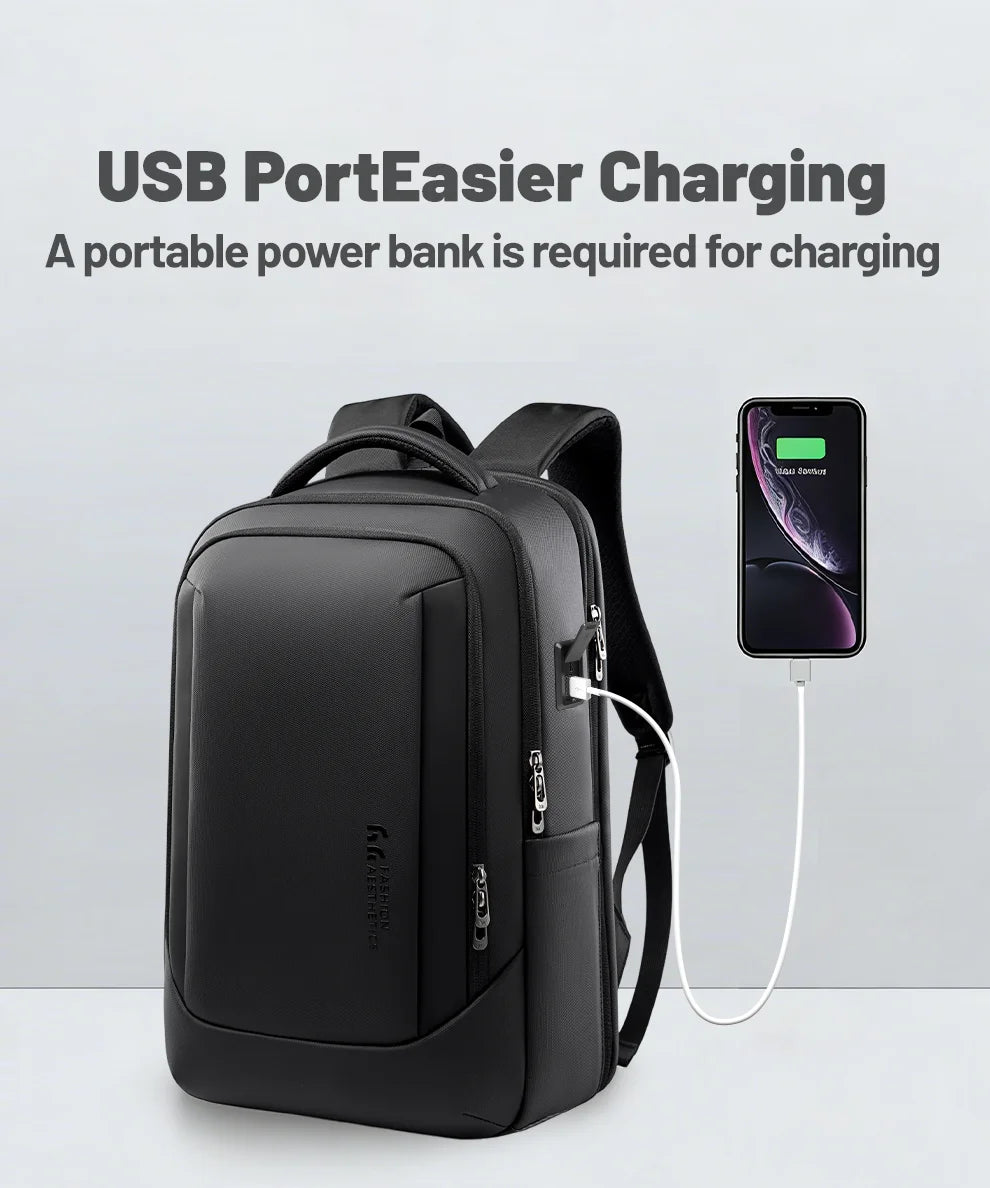 HK Business Backpack with USB Port 17 inch Laptop Bags for Men Waterproof Commute Daypack Large Capacity Travel Office Backpack