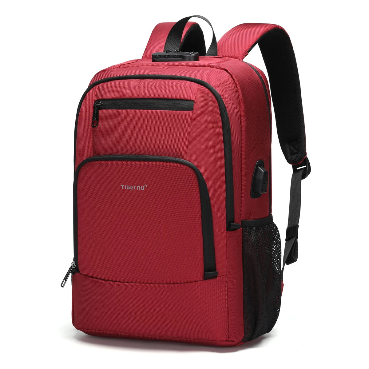 Tigernu 15.6 Laptop Backpack Business Travel Daily Backpack With External USB Port Wear‑Resistant Suspended Zipper Anti‑Theft