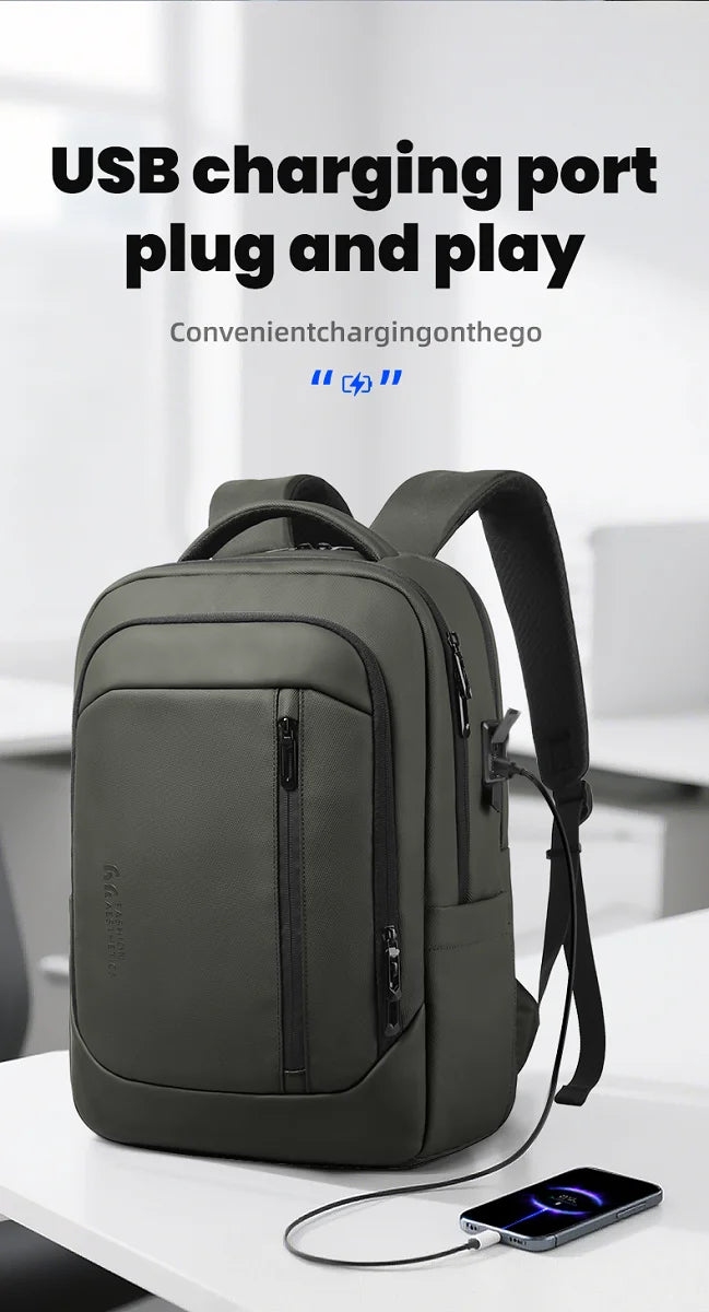 HK Smart Business Backpack Male Waterproof Travel Carry on Backpack Large Capacity 17 inch Laptop Backpack for Men Daily Daypack