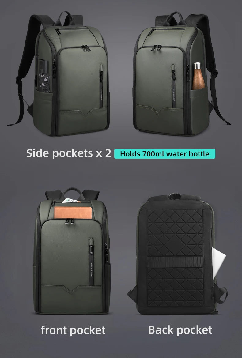 HK Business Travel Backpack Men Waterproof 15.6 inch Laptop Backpack with USB Port Anti-theft Computer College Bag Casual Daypac