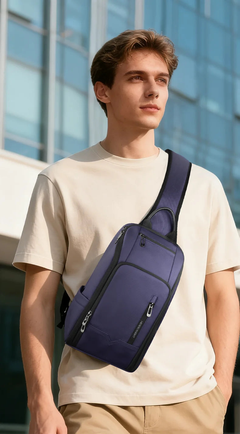 HK Minimalist Crossbody Bag Lightweight Men's Shoulder Bag With USB Port Anti-theft Business Bags for Man Waterproof Daily Pack