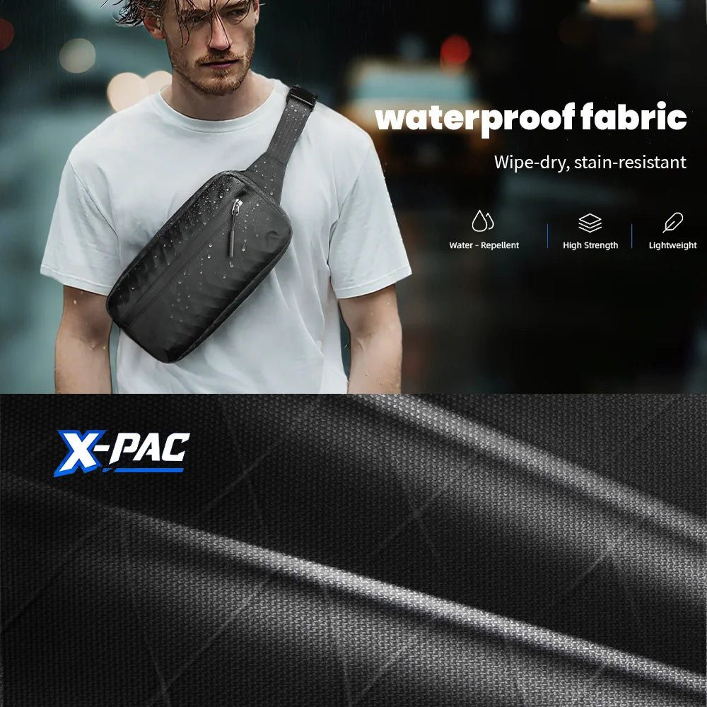 HK Sling Bag for Men X-Pac Fabric Crossbody Bag Small Men's Shoulder Bag Waterproof Chest Bag Ultra-light Fanny Pack Phone Pouch