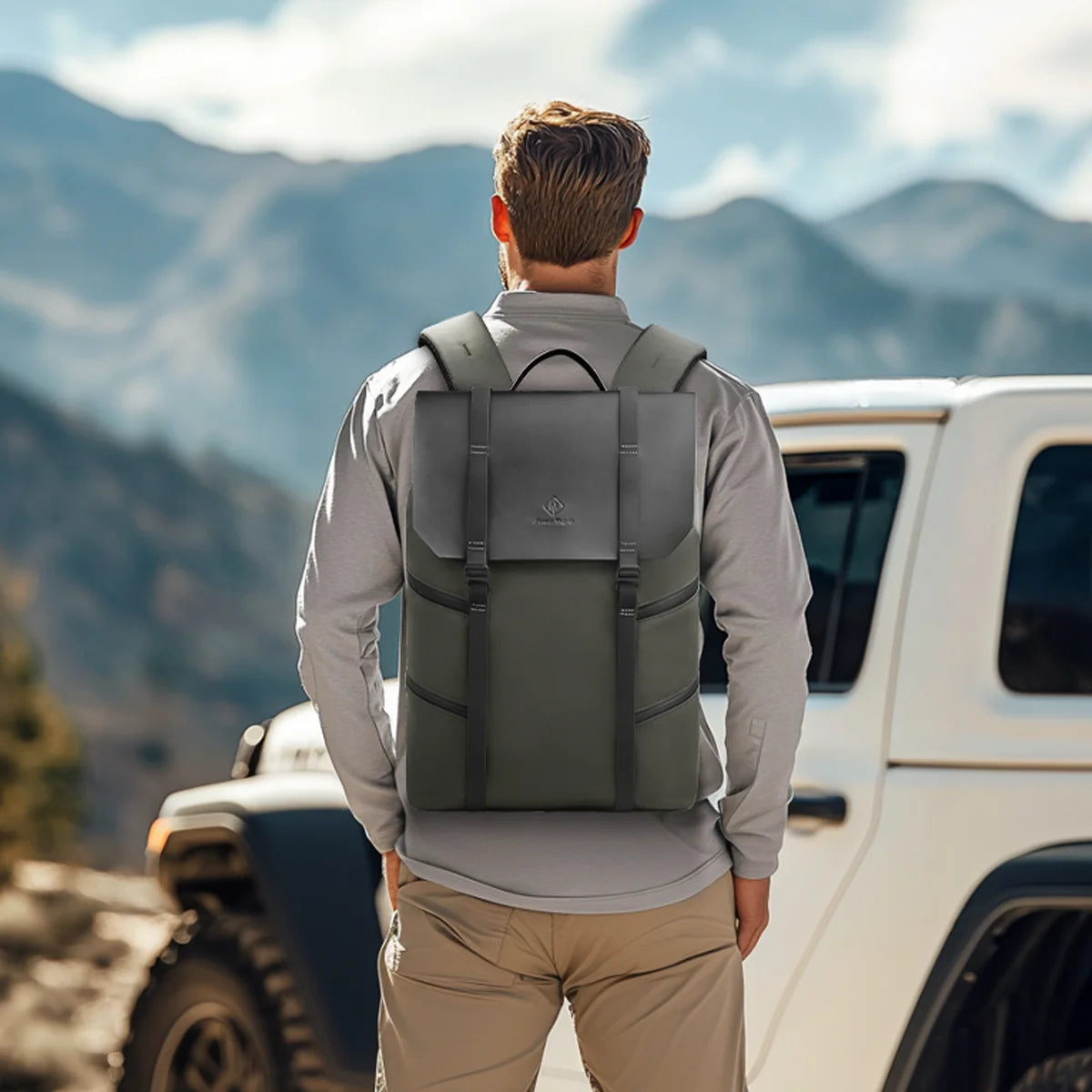 HK Large Travel Backpack for Men Vintage Business Backpack Waterproof 15.6 inch Laptop School Bag Multifunction Hiking Rucksuck