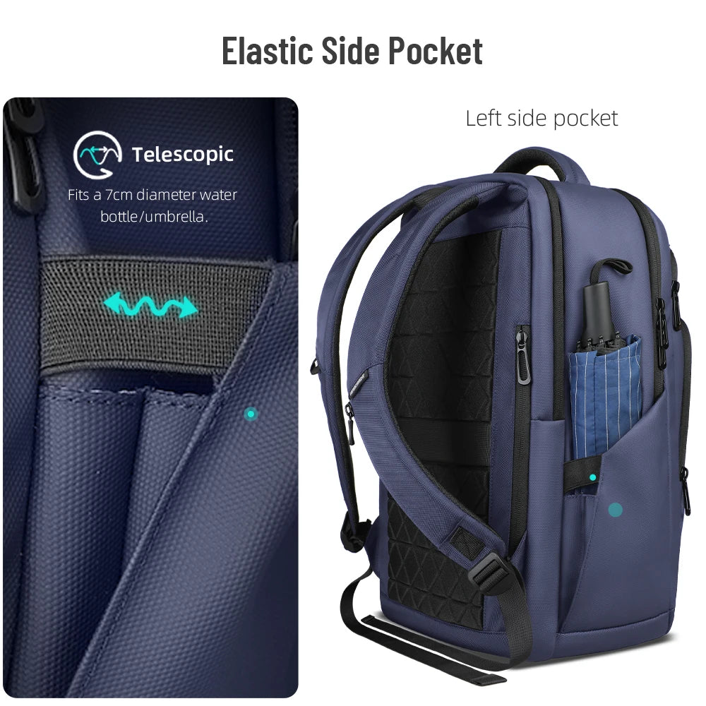 HK Business Travel Backpack Men Waterproof  17.3 Inch Laptop Backpack with USB Port Casual Daypack for Work College Computer Bag