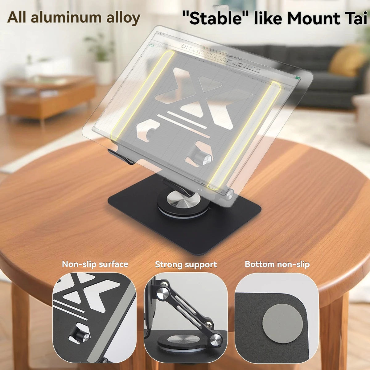 P2029 Tablet Computer Bracket 12.9-inch Aluminum Alloy Metal 360° Rotating Lifting Lazy Desktop Mobile Phone Support Bracket