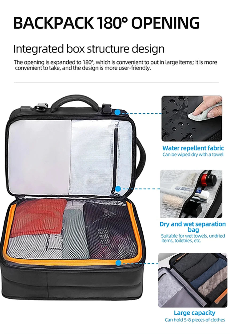 HK Business Backpack for Men Waterproof Anti-Theft 15.6” Laptop Backpack Casual Large Capacity Expandable Travel Bag Short Trip