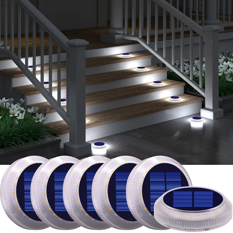 Solar Driveway Lights Solar Dock Lights Blue Solar Deck Lights Outdoor IP68 Waterproof Stick Pathway Outdoor Solar Deck Lights