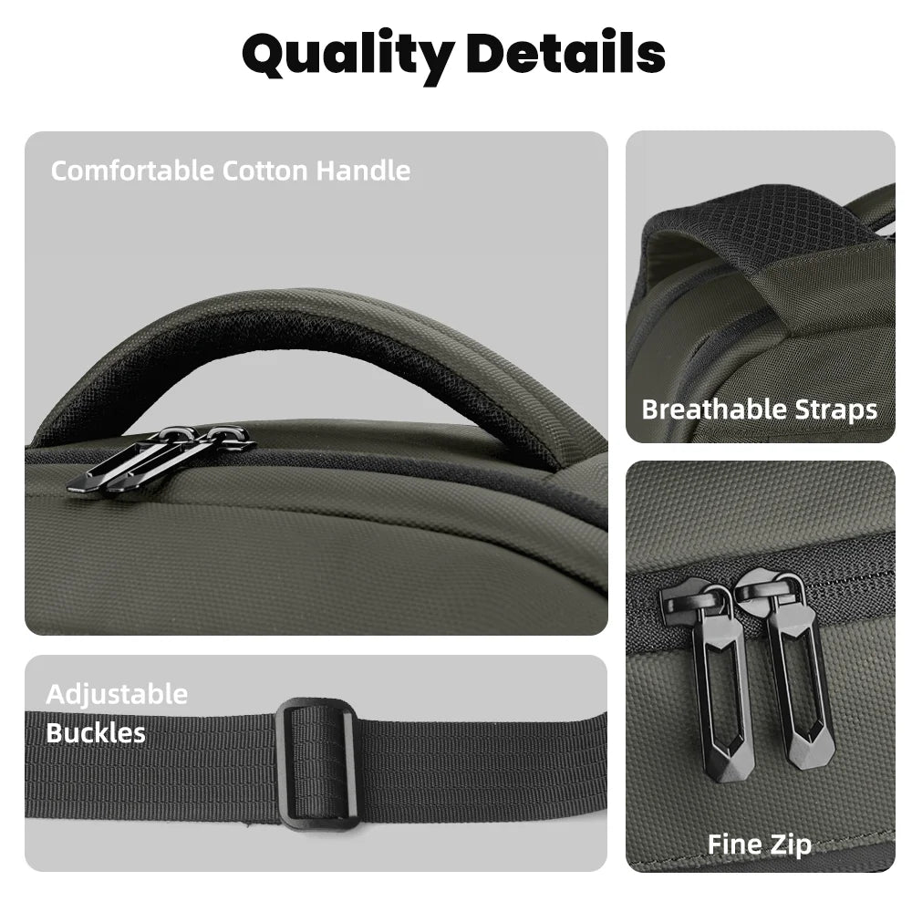 HK Multi Pocket Business Backpack Waterproof 17 inch Laptop Backpack with USB Charging Port School Bag for Men Computer Rucksack