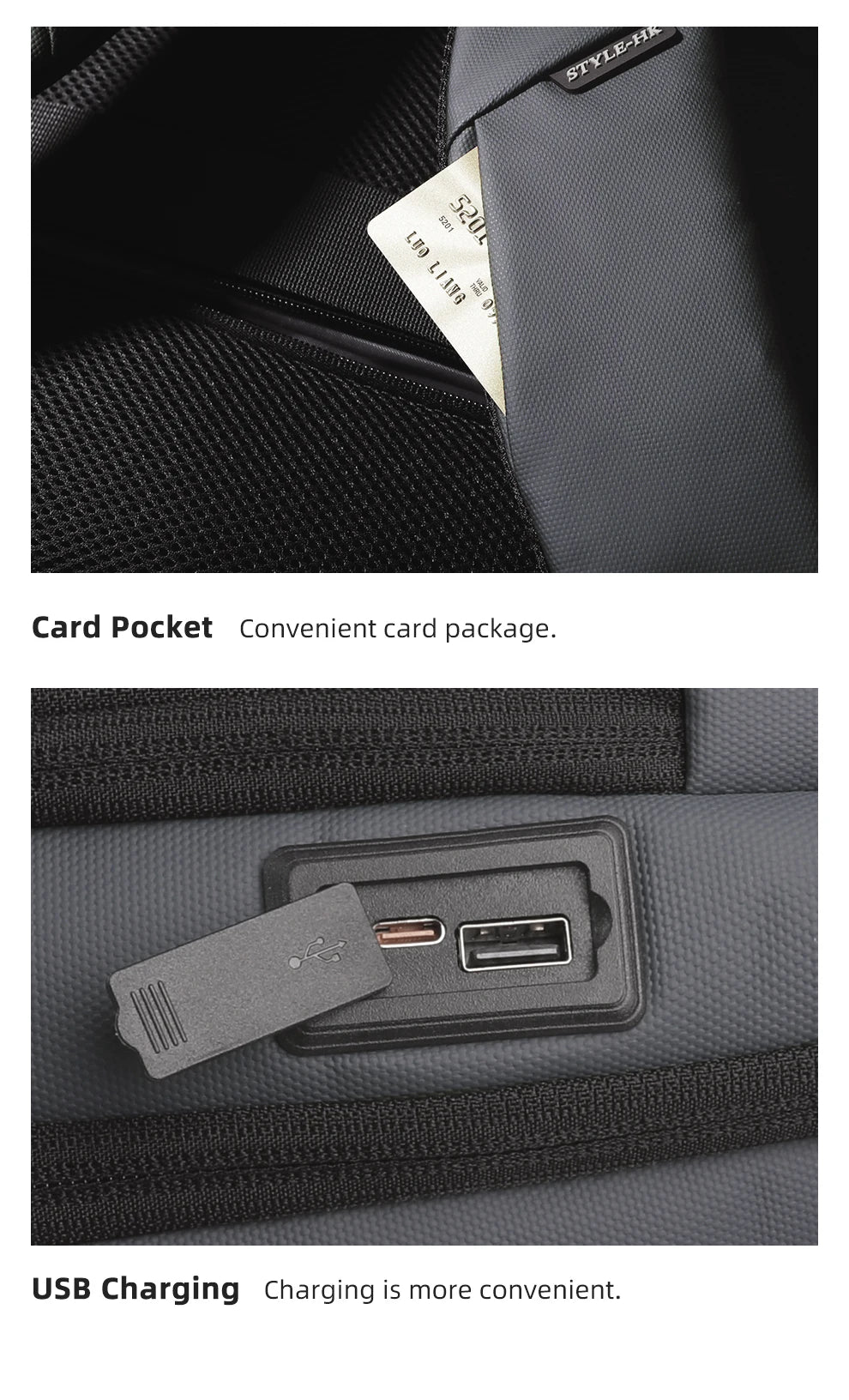 HK Business Backpack for Men 17 Inch Laptop Backpack with USB Port Slim Expandable Waterproof Travel Bag Large Work Computer Bag