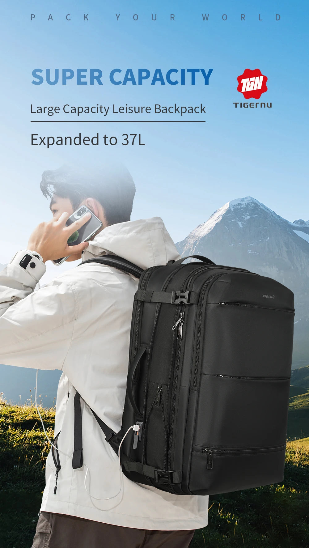 Tigernu Women Backpack Travel Backpack Bags 17inch Laptop Backpacks Cabin Bags Female Expandable Backpack For Women Schoolbags