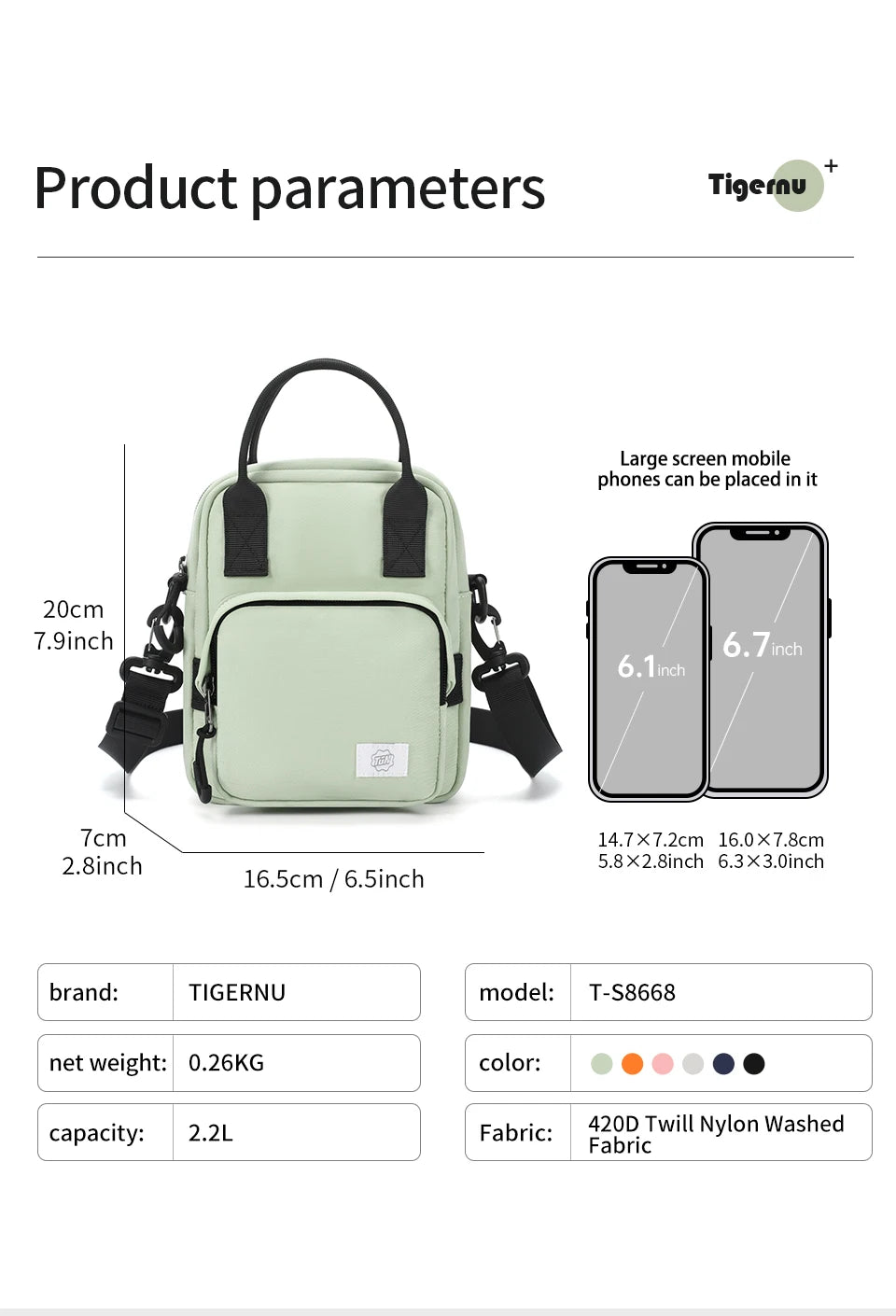 Tigernu Women Shoulder Bags Mini Handbag For Girls Crossbody Bag Female Messenger Bags Multi-color Pack Lightweight Bags Women