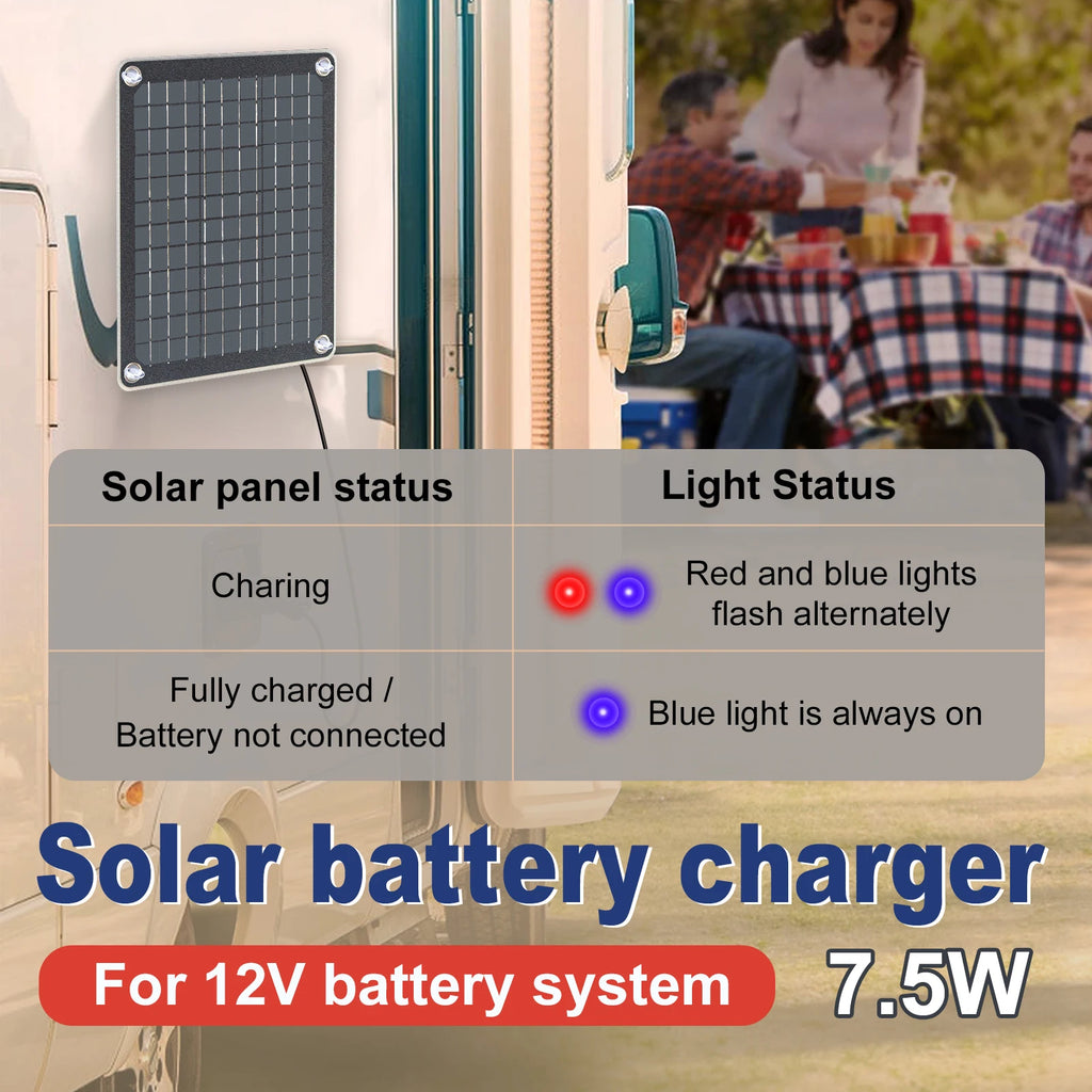 LEAORLD 7.5W 12V MPPT Solar Battery Charger, Solar Panel Maintenance Device, Solar Panel Trickle Charging Kit