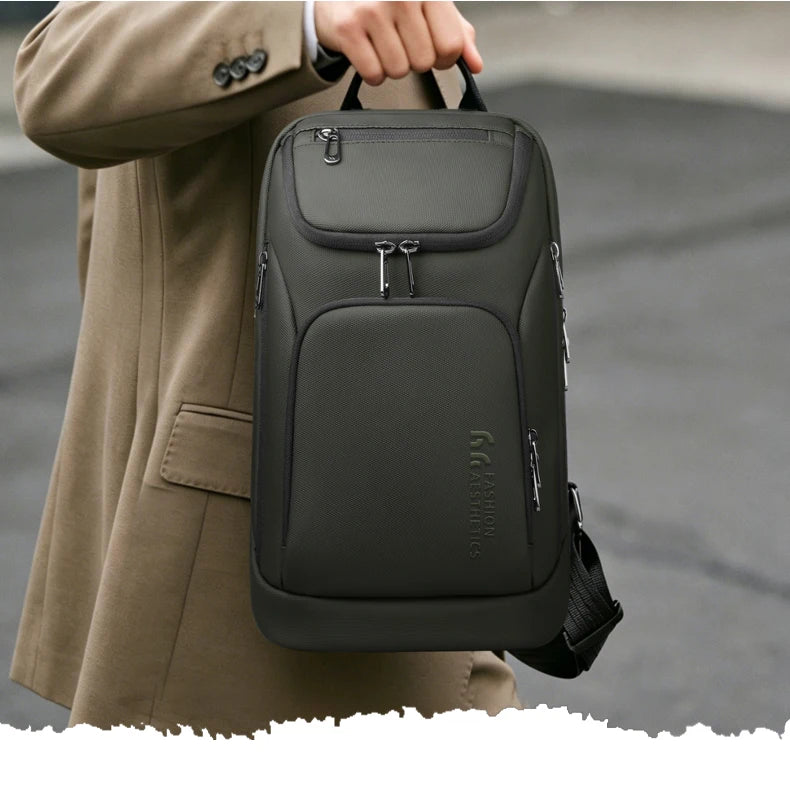 HK Fashion Crossbody Bags for Men Oxford Lightweight Chest Bag Fit 11 inch iPad Waterproof Messenger Sling Pack Leisure Satchel