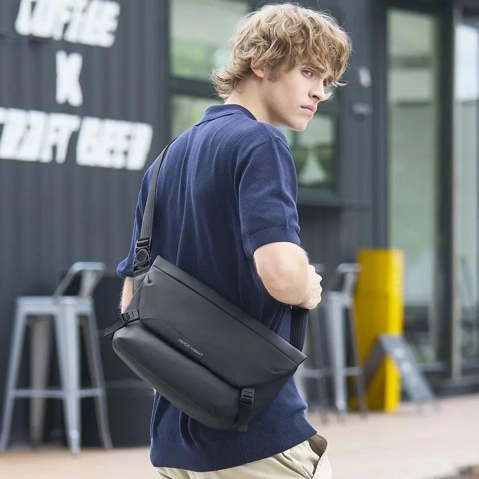 HK Minimalist Crossbody Bag for Men Waterproof Shoulder Messenger Bag Lightweight Sling Pack Casual Travel Chest Bag Shool Bag
