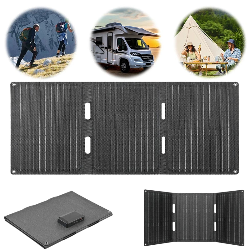 80W Folding Solar Panel IP65 Waterproof Portable Solar Panel Charger Solar Cell for Cell Phone Laptop Backpacking Camping Hiking