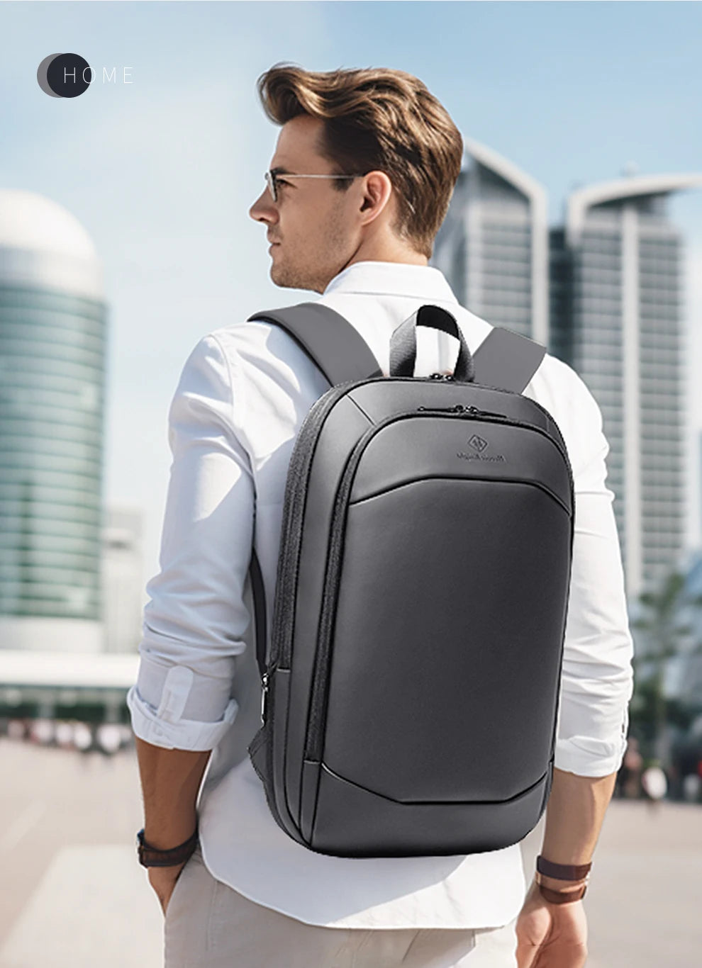 HK Business Backpack for Men 17 Inch Laptop Backpack with USB Port Slim Expandable Waterproof Travel Bag Large Work Computer Bag
