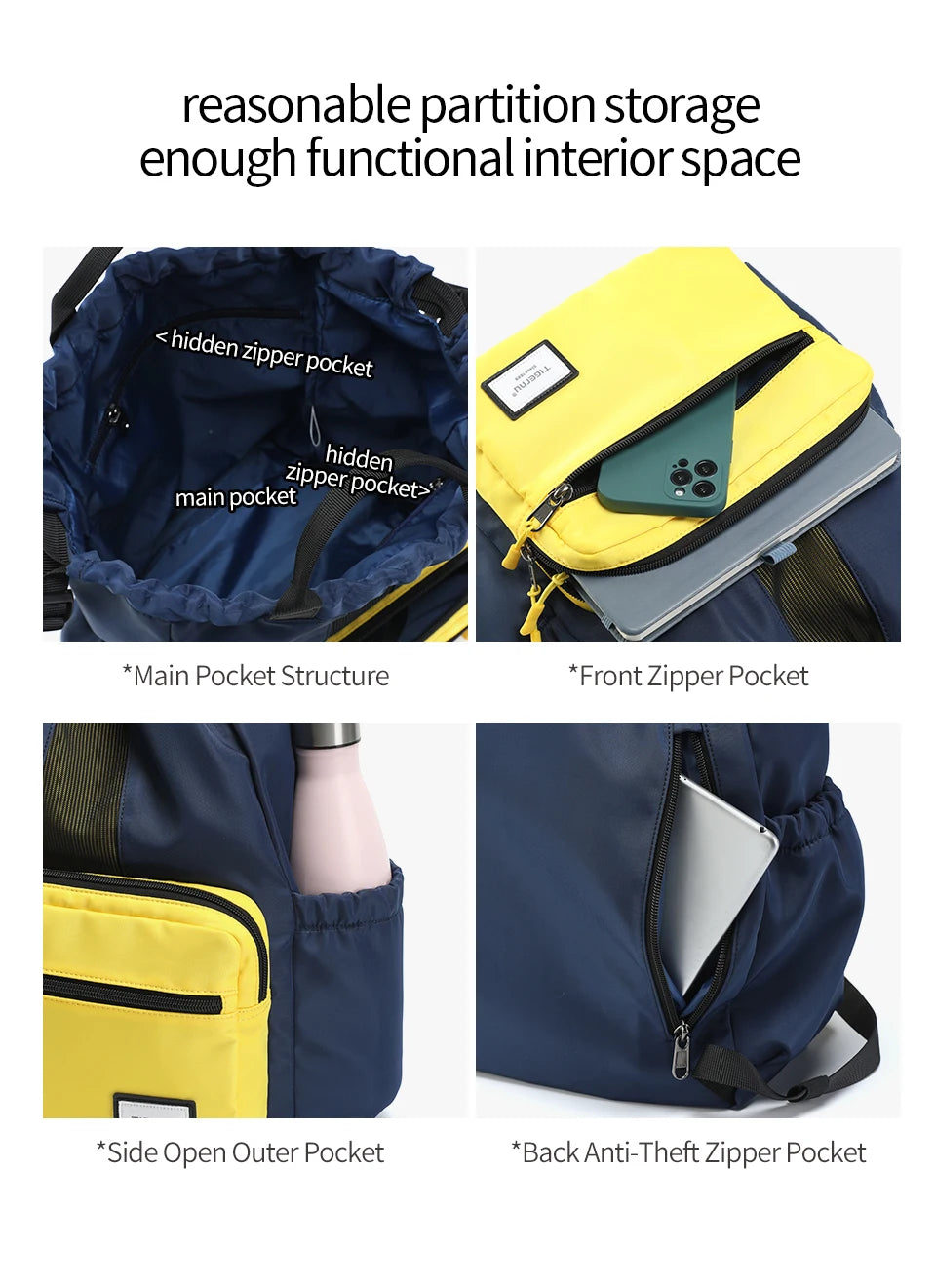 Tigernu Women Backpack Bags Foldable Backpacks Men Child Schoolbag 14'' Laptop Backpack Lightweight Travel Bags School Backpacks